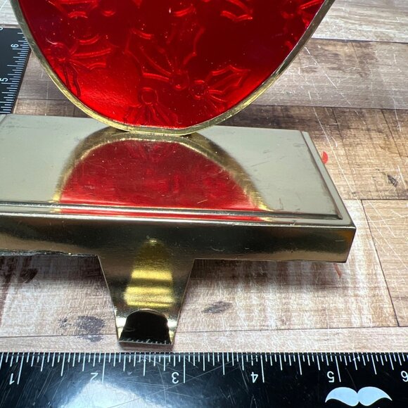 Gold & Red Cardinal Stocking Holder With Holly Motif - Picture 6 of 7